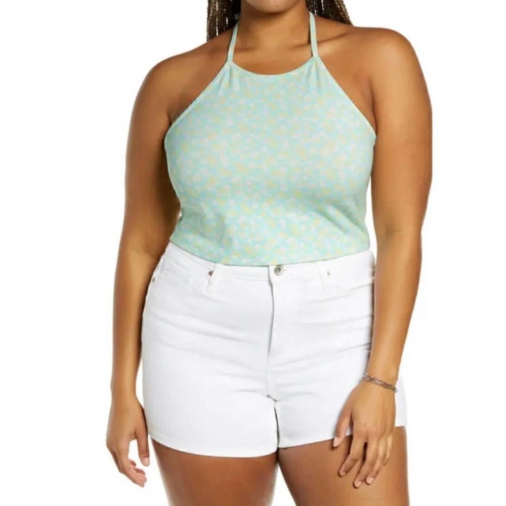 BP (Nordstrom‎ brand) halter top in teal ivory Allison Floral NWT